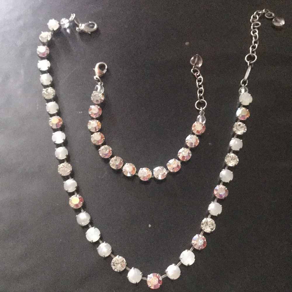 Sabika White Crystal Classic Necklace/Bracelet